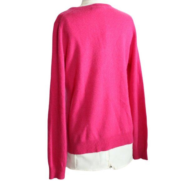 Lord & Taylor SZ M 100% Cashmere Hot Pink V-Neck Women's Sweater - Picture 2 of 6